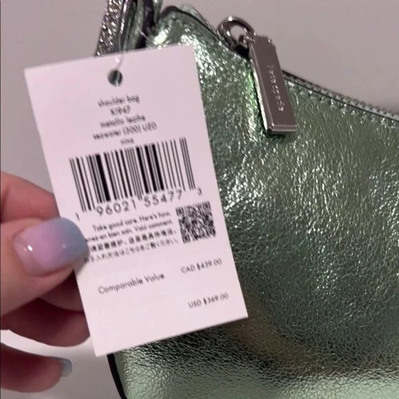 Kate Spade Green and Silver Crescent Shoulder Bag